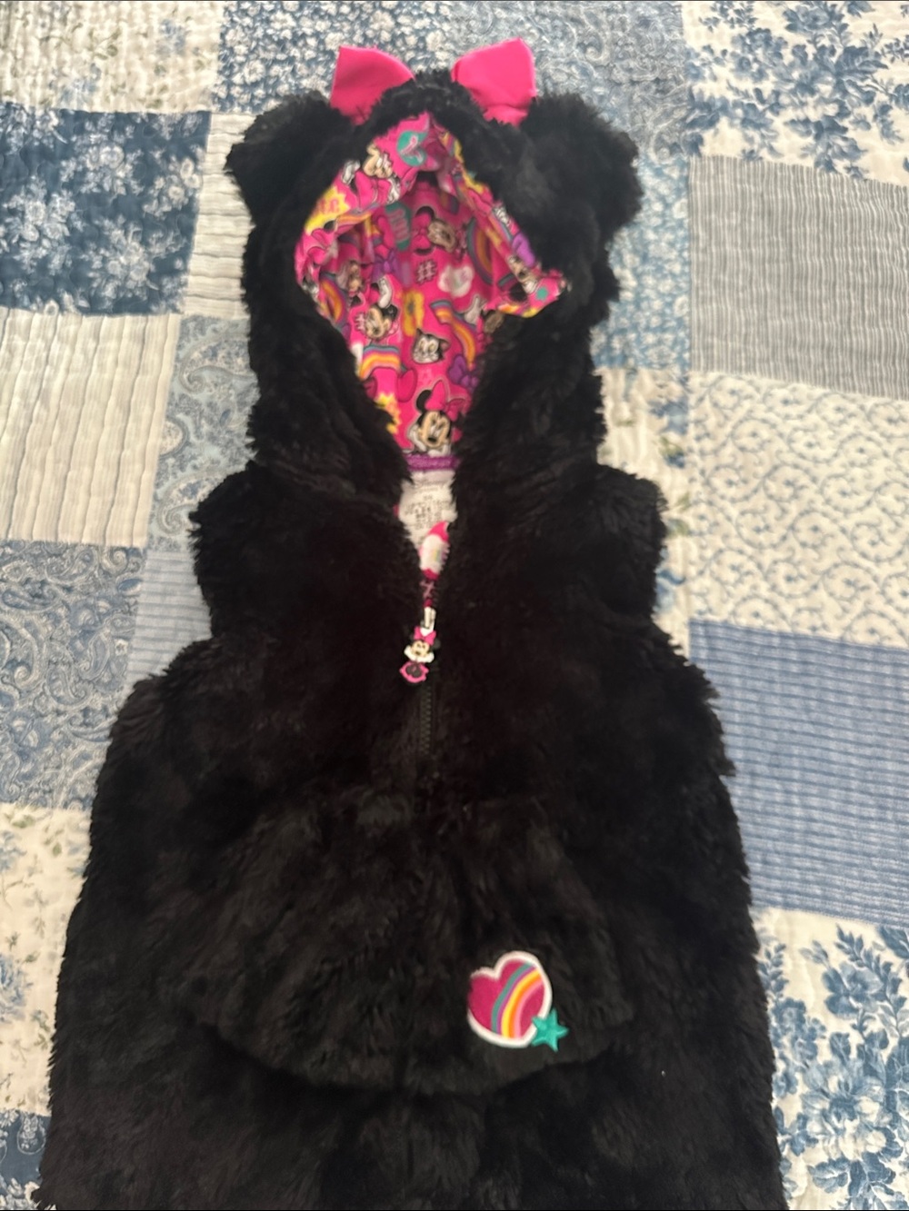 Disney Pink Black Minnie Mouse Lined Vest/Jacket